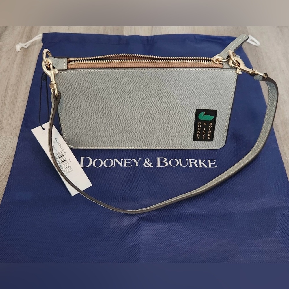 Dooney & Bourke Stone Color Small Leather handbag Wristlet Clutch The Canvas Cl